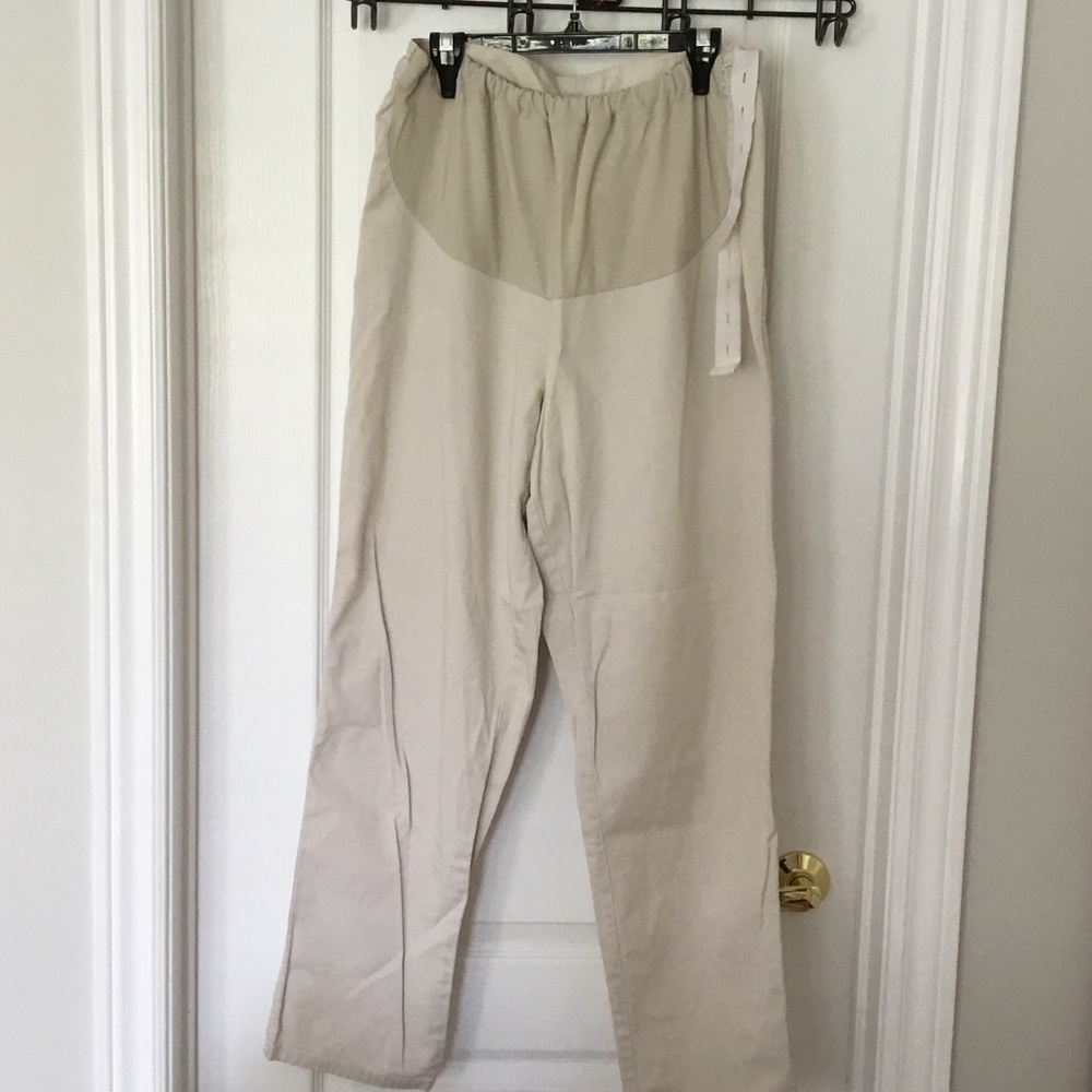 Maternity Light Beige Women's Pull-On Straight Leg Pants